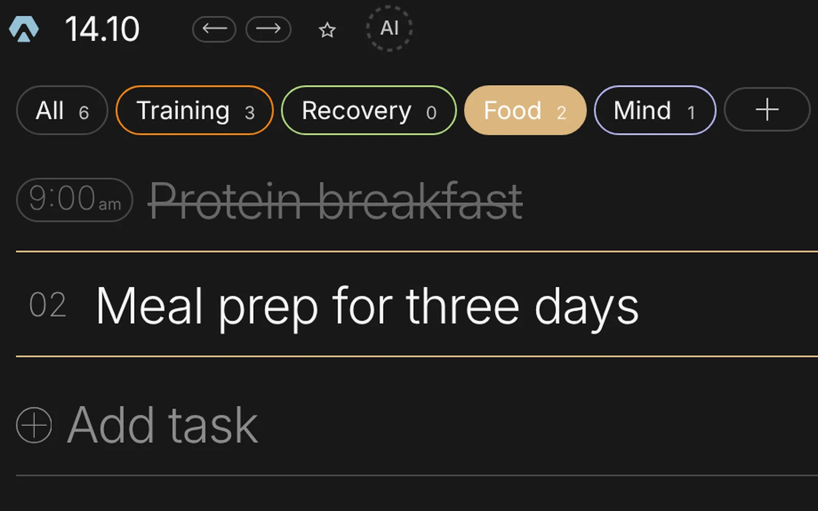 The Food sphere of a day in Aimgod: breakfast done, meal prep next