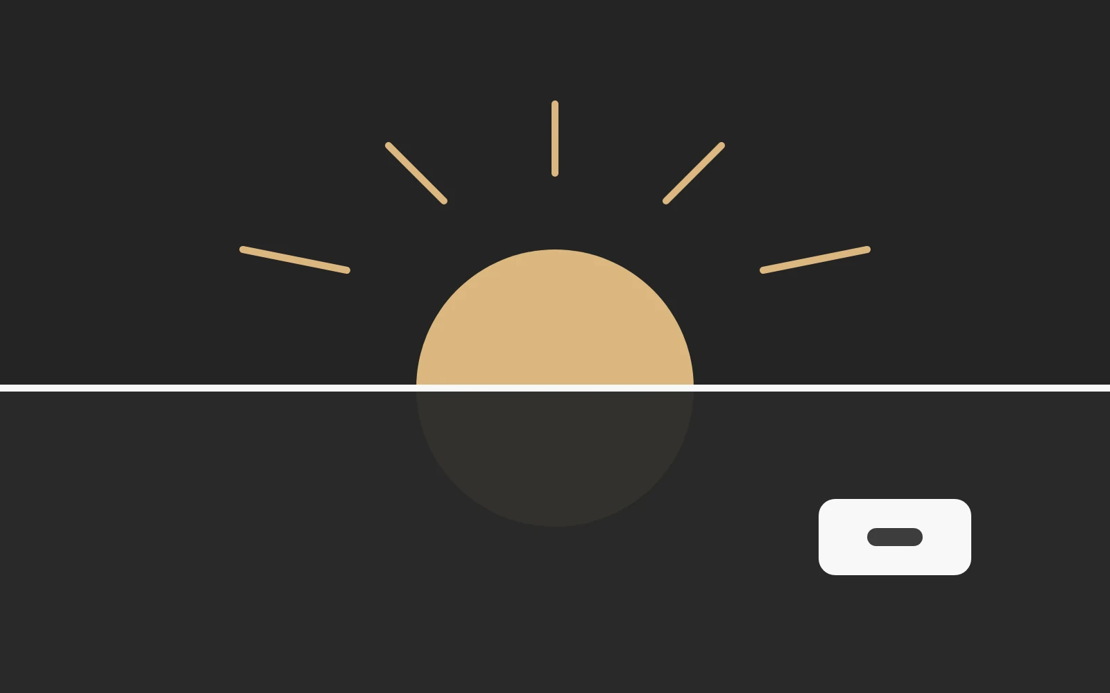 A low sun over a flat horizon in the app's colors, like the ocean at the start of the day
