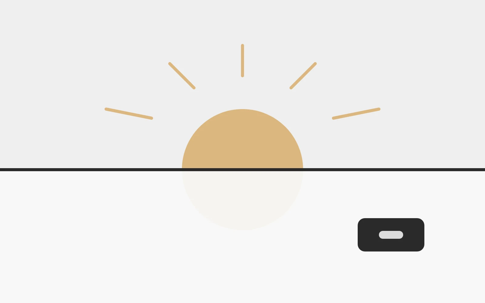 A low sun over a flat horizon in the app's colors, like the ocean at the start of the day